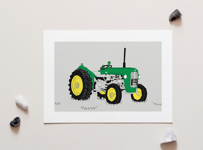 Green Vintage Tractor A4 Art Print