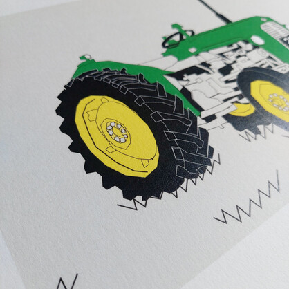 Green Vintage Tractor A4 Art Print