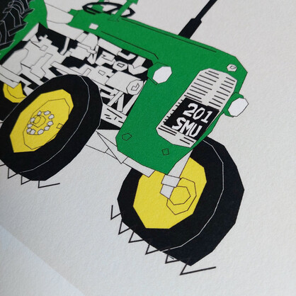 Green Vintage Tractor A4 Art Print