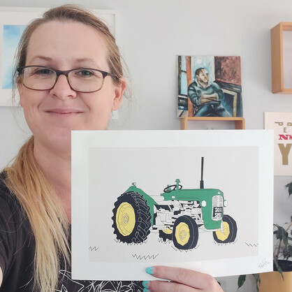 Green Vintage Tractor A4 Art Print