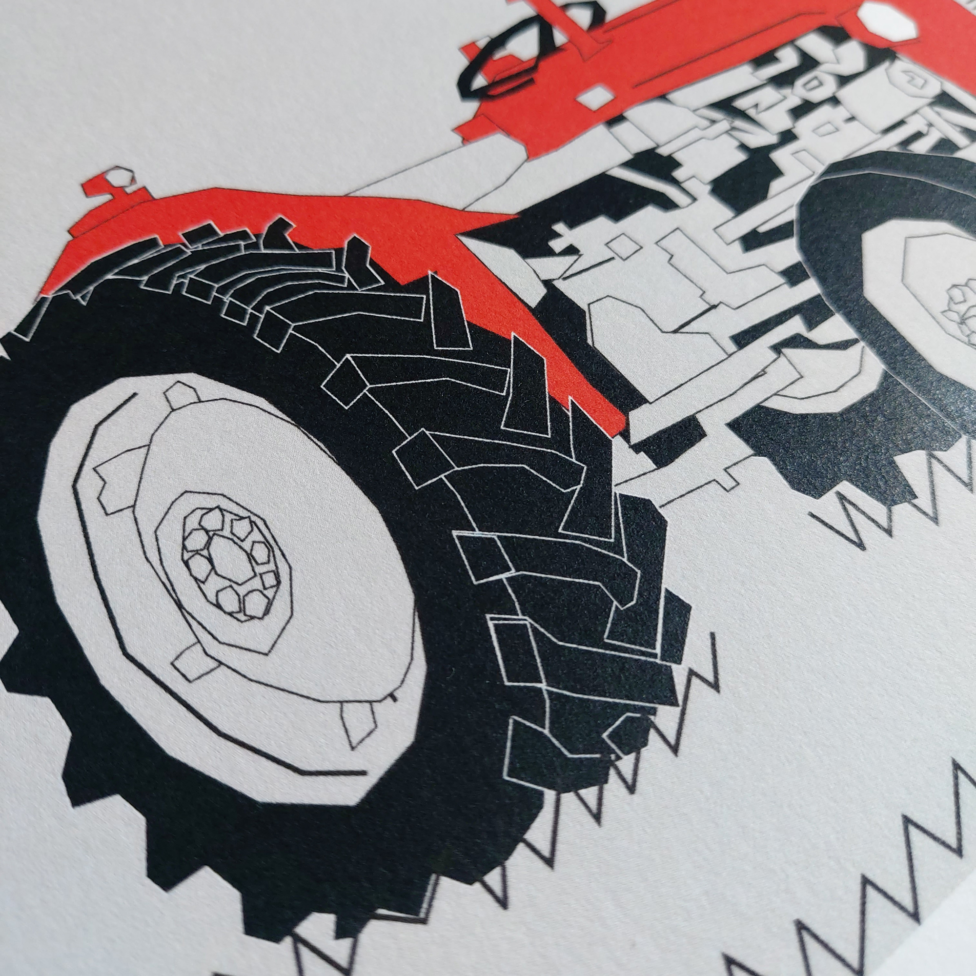 Red Vintage Tractor A4 Art Print