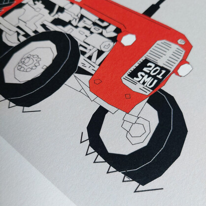 Red Vintage Tractor A4 Art Print