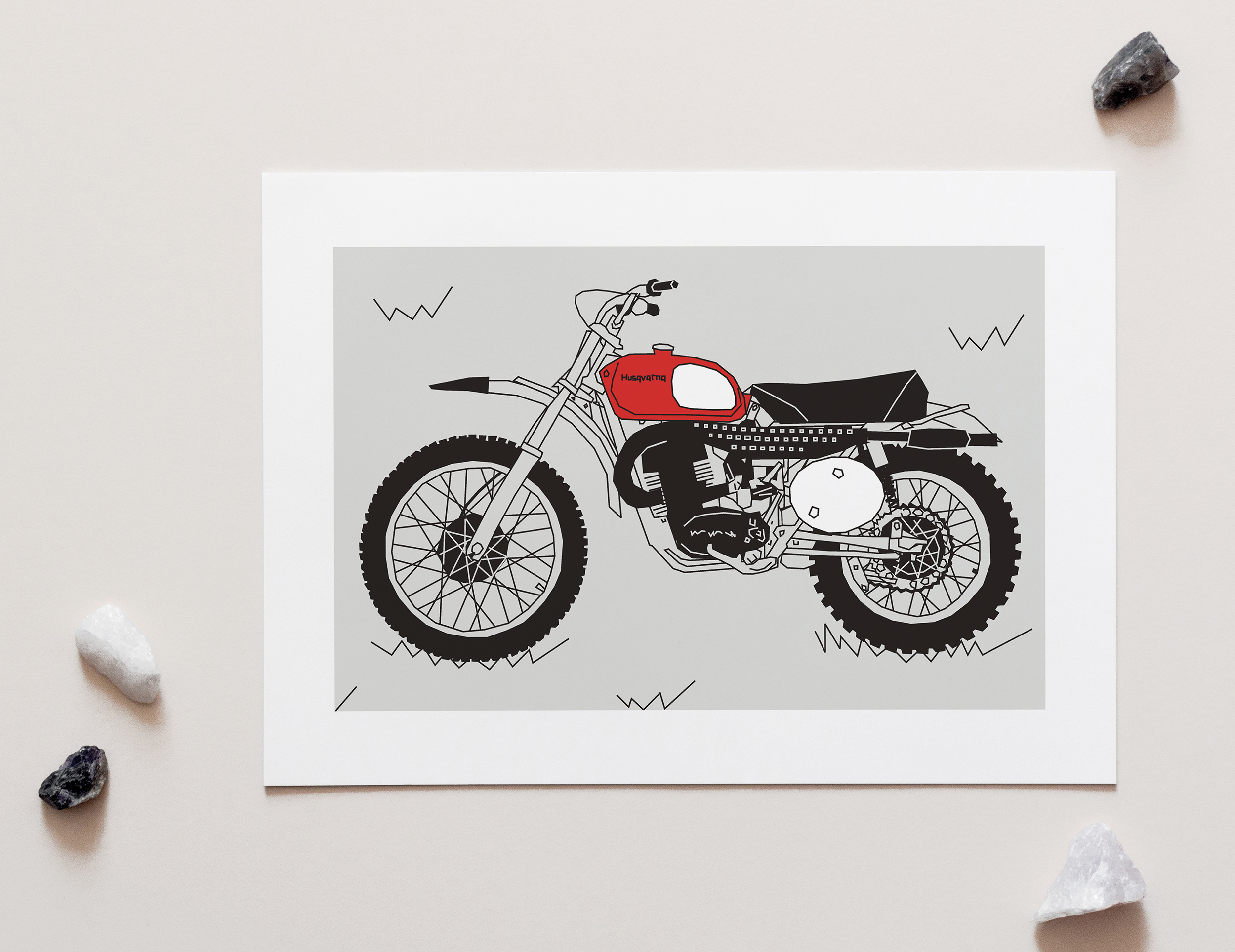 Red Vintage Motocross Motorbike A4 Art Print