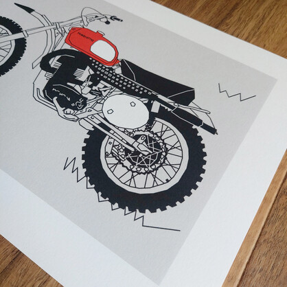 Red Vintage Motocross Motorbike A4 Art Print