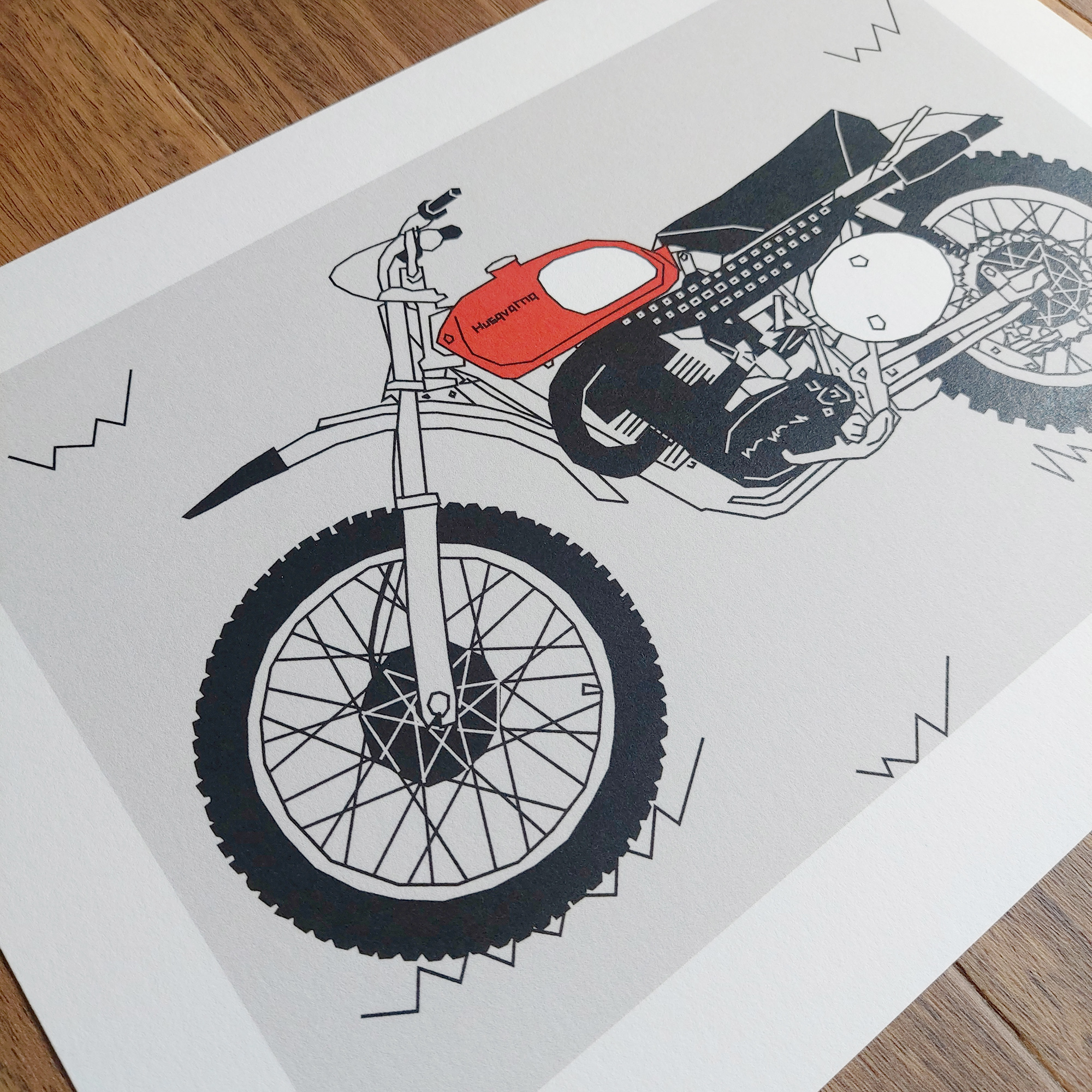 Red Vintage Motocross Motorbike A4 Art Print