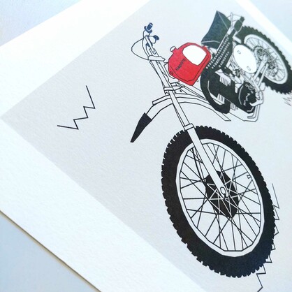 Red Vintage Motocross Motorbike A4 Art Print