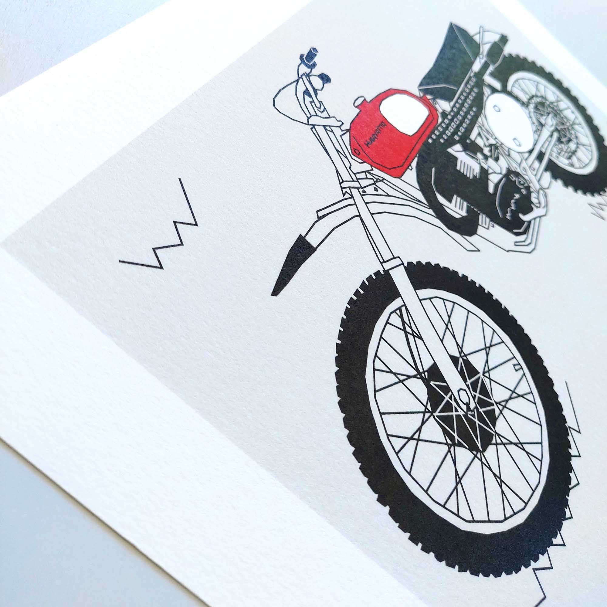 Red Vintage Motocross Motorbike A4 Art Print