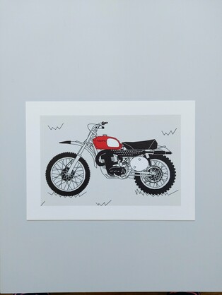 Red Vintage Motocross Motorbike A4 Art Print