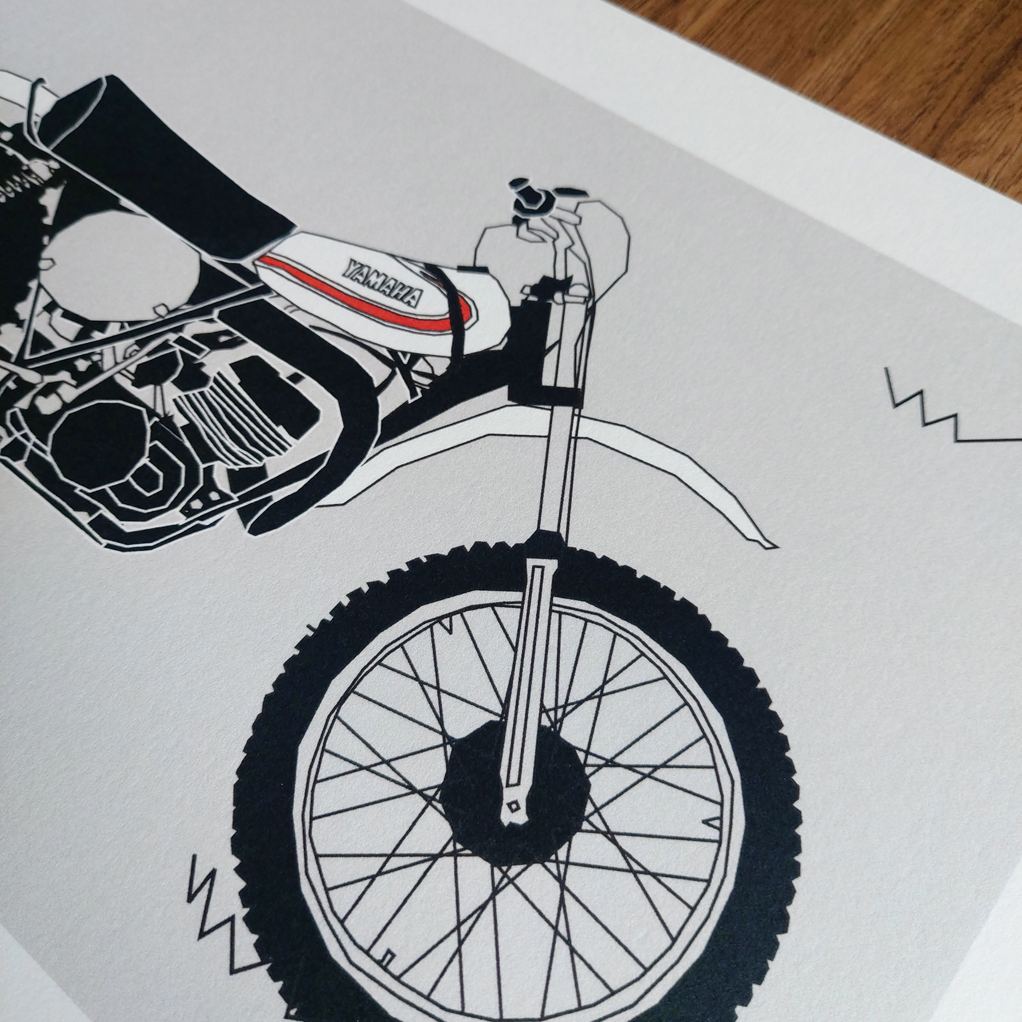 White Vintage Motocross Motorbike A4 Art Print