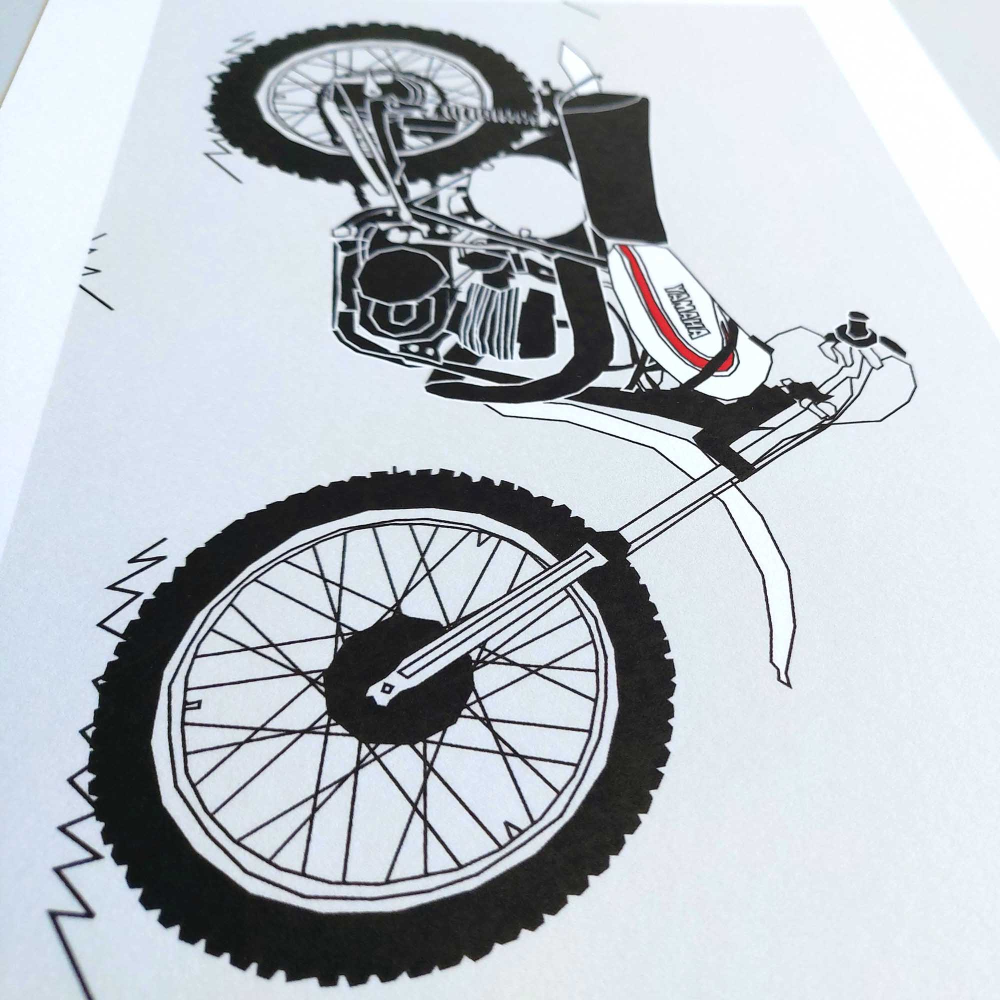 White Vintage Motocross Motorbike A4 Art Print