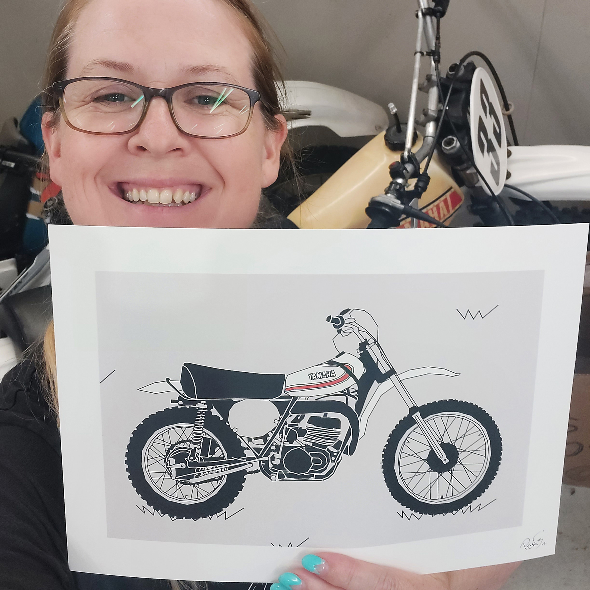 White Vintage Motocross Motorbike A4 Art Print