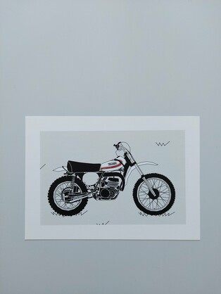 White Vintage Motocross Motorbike A4 Art Print