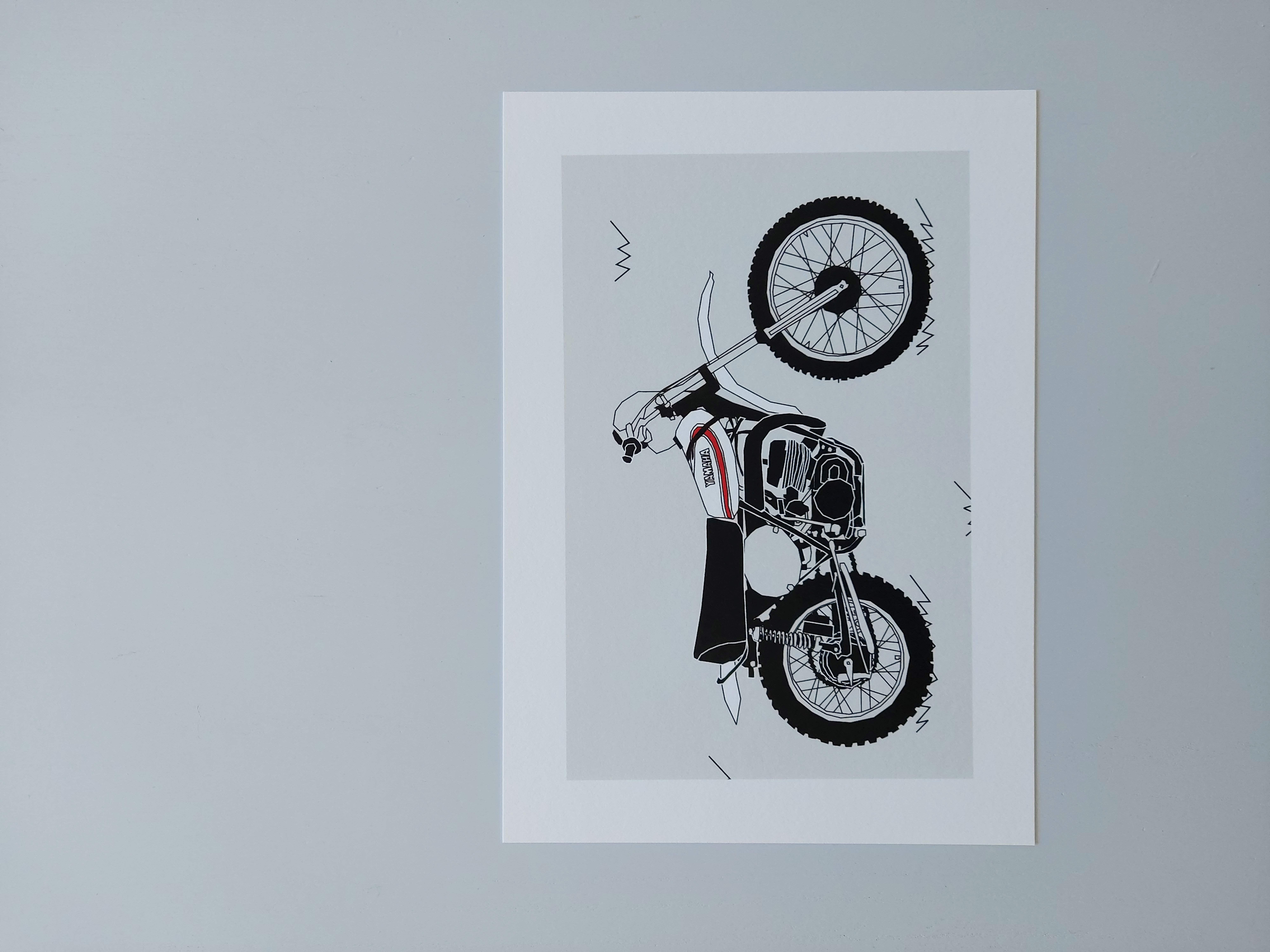 White Vintage Motocross Motorbike A4 Art Print