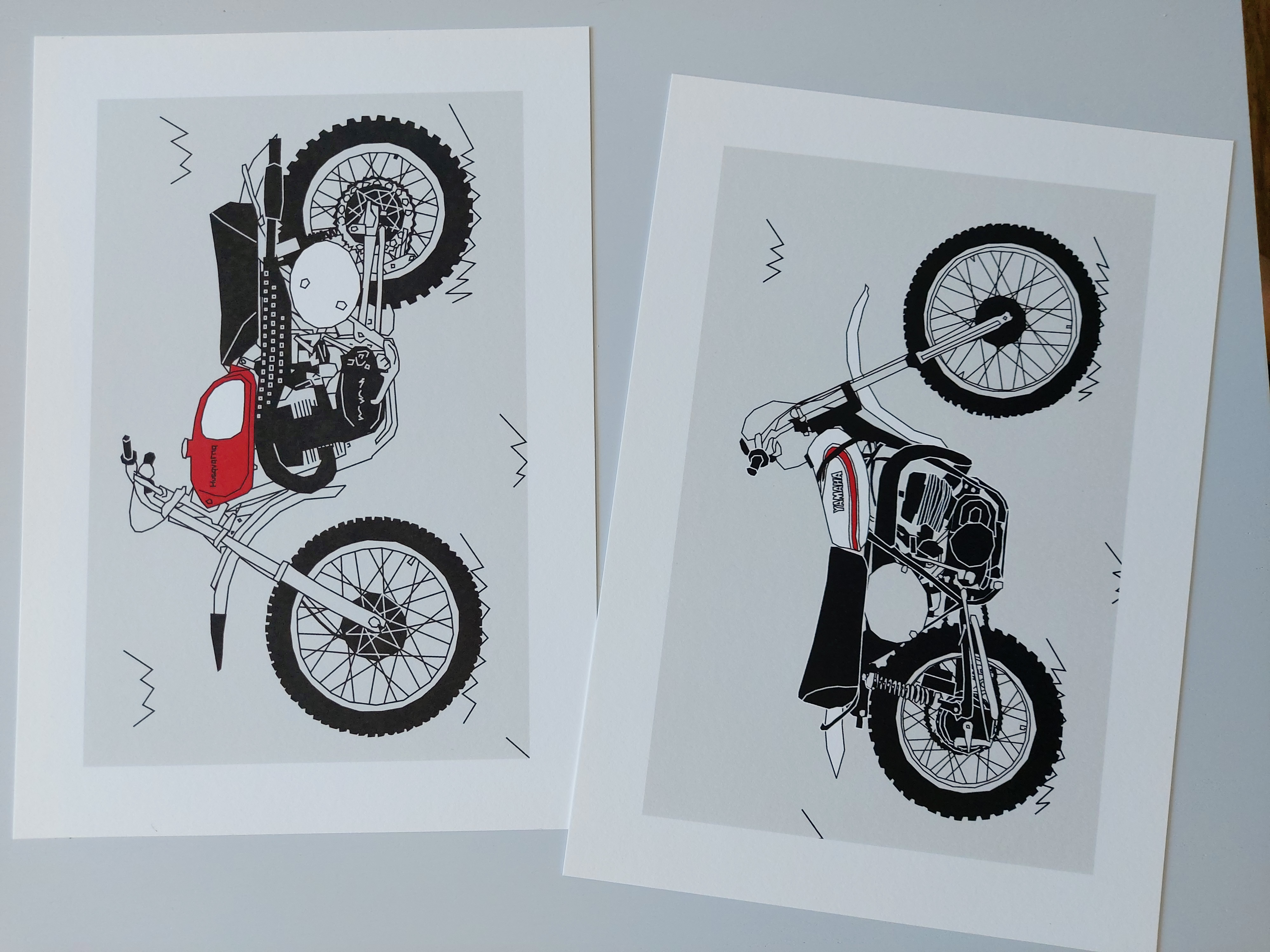 White Vintage Motocross Motorbike A4 Art Print