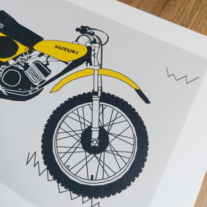 Yellow Vintage Motocross Motorbike A4 Art Print