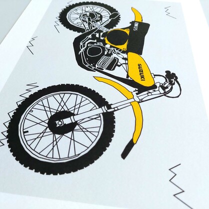 Yellow Vintage Motocross Motorbike A4 Art Print