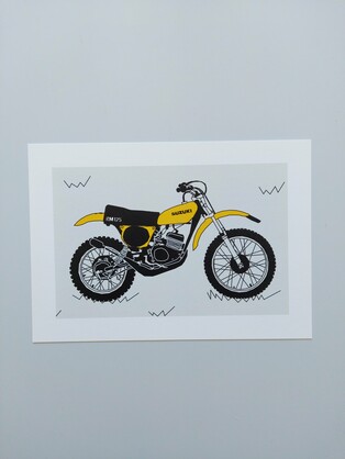 Yellow Vintage Motocross Motorbike A4 Art Print
