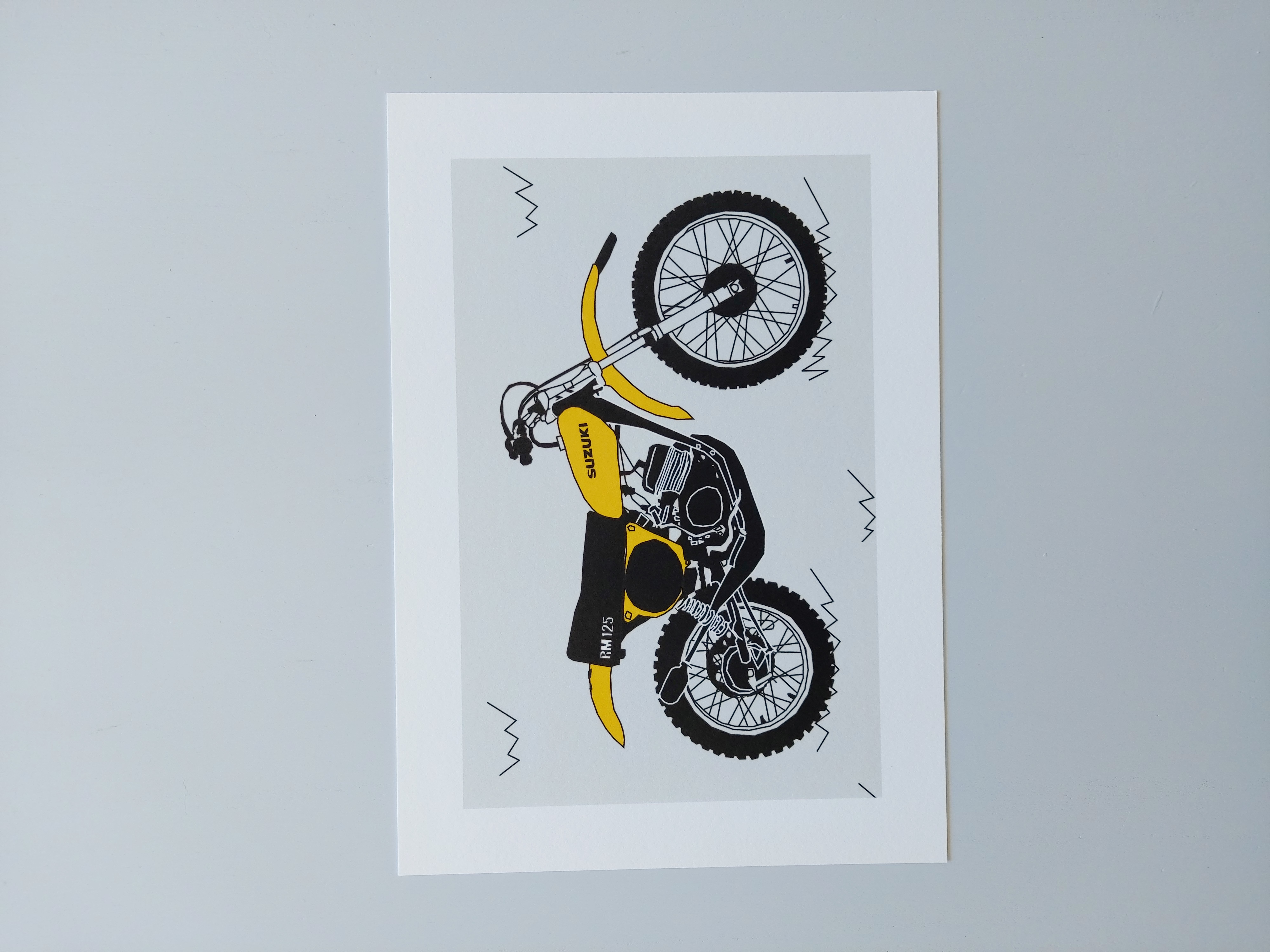 Yellow Vintage Motocross Motorbike A4 Art Print