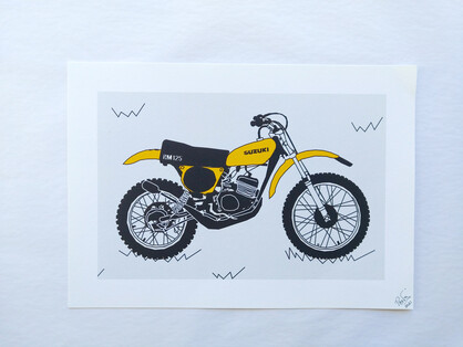 Yellow Vintage Motocross Motorbike A4 Art Print