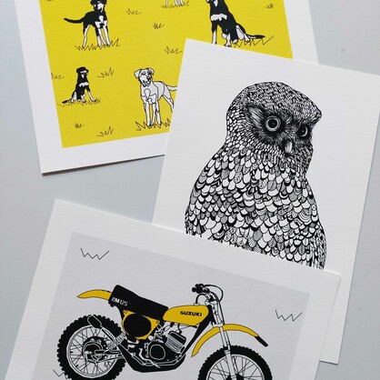 Yellow Vintage Motocross Motorbike A4 Art Print