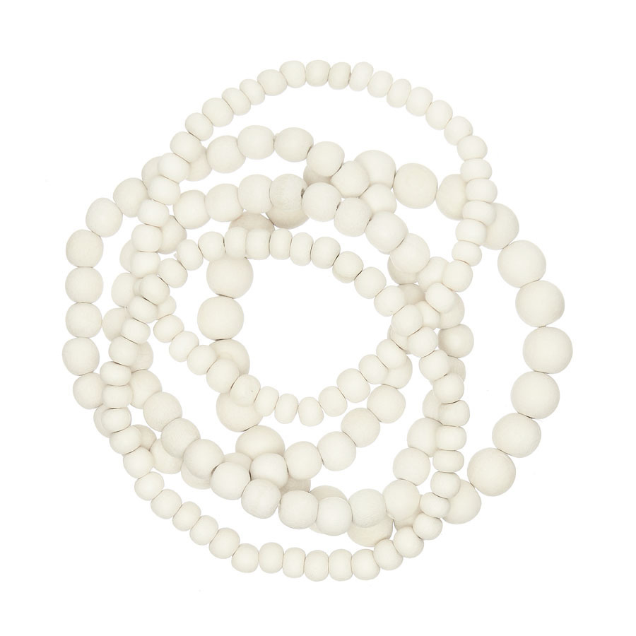 Bleach White Bella 5 Strand Wooden Bracelet Cluster