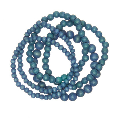 Denim Blue Bella 5 strand Wooden Bracelet Cluster