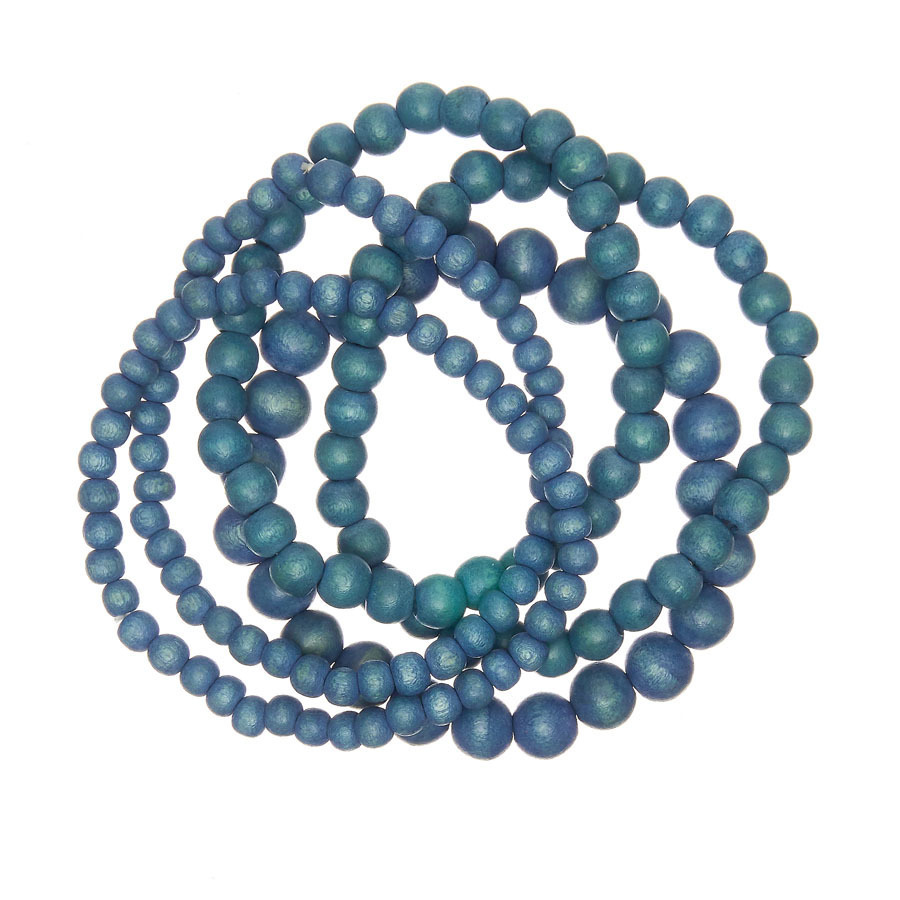 Denim Blue Bella 5 strand Wooden Bracelet Cluster