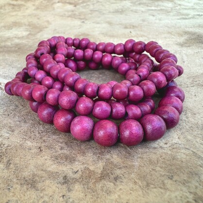 Fuschia Bella 5 Strand Wooden Bracelet Cluster