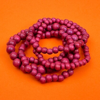Fuschia Bella 5 Strand Wooden Bracelet Cluster