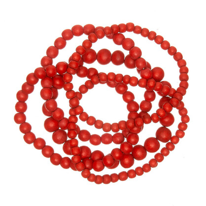 Red Bella 5 Strand Wooden Bracelet Cluster