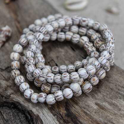 White Coconut Palmwood Bella Five Strand Wooden Bracelet