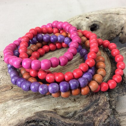 Fire Kirra 5 Strand Wooden Bracelet Cluster