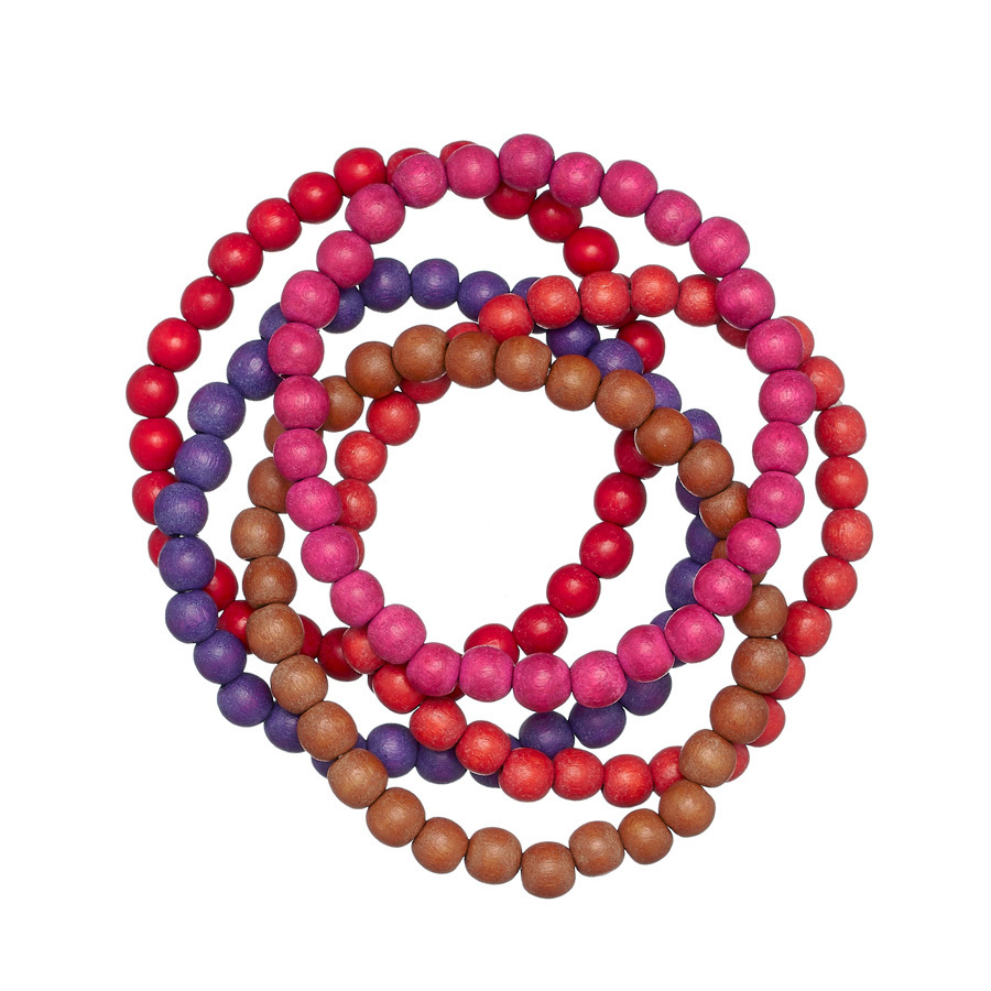 Fire Kirra 5 Strand Wooden Bracelet Cluster