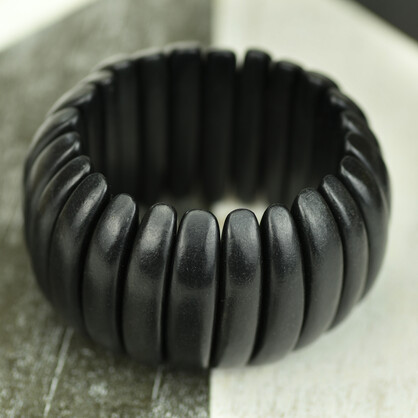 Black Wooden Elastic Viva Bracelet