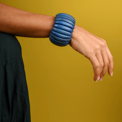 Denim Blue Wooden Elastic Viva Bracelet