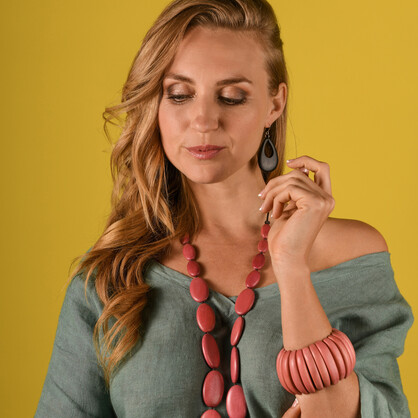 Dusty Pink Wooden Elastic VIVA Bracelet