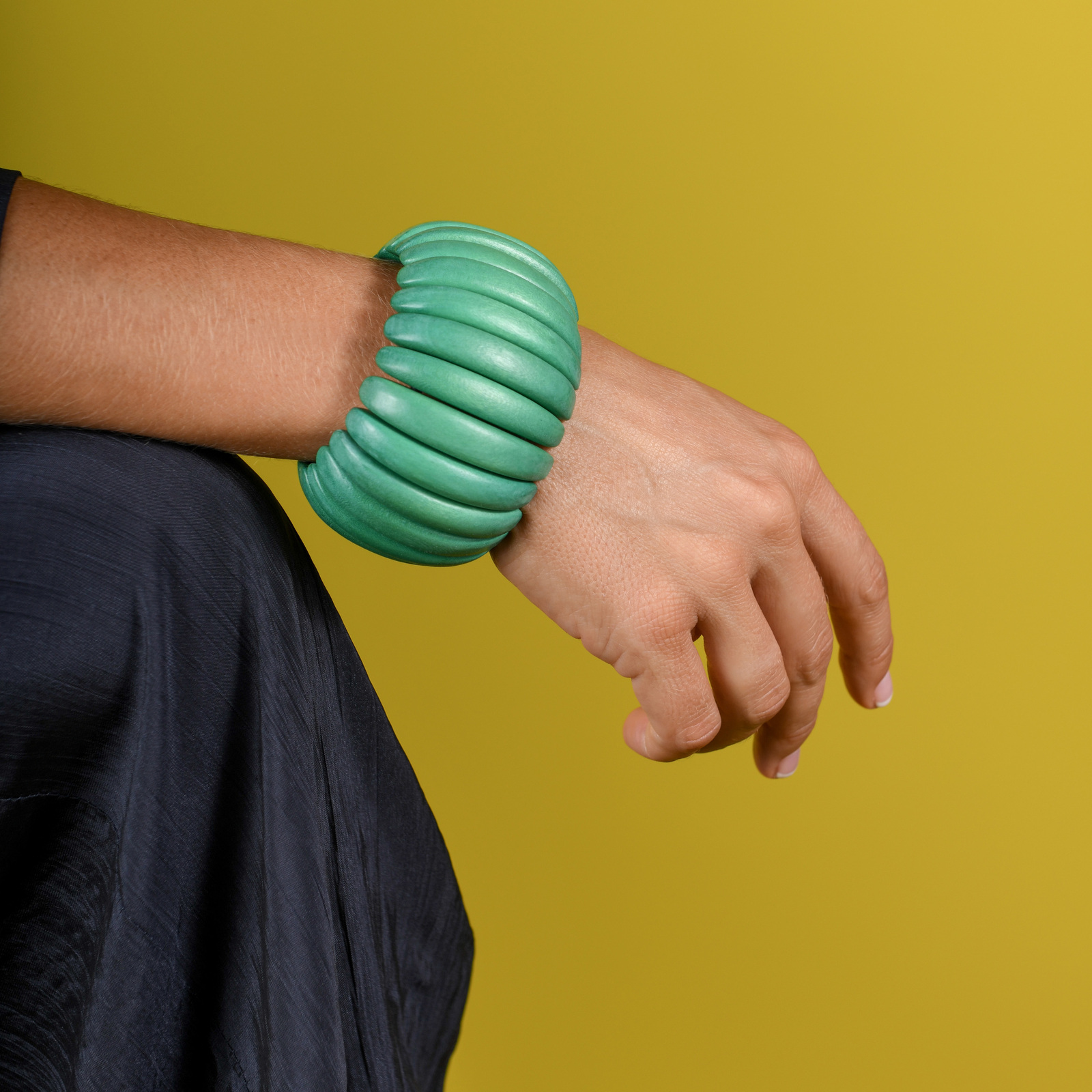 Fern Green Wooden Elastic Viva Bracelet
