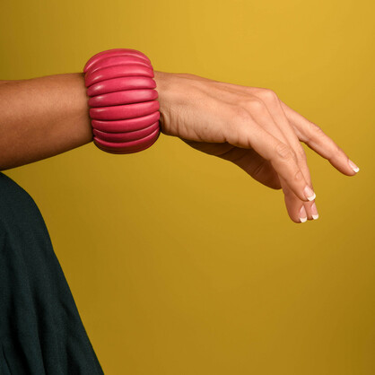 Fuchsia Wooden Elastic Viva Bracelet