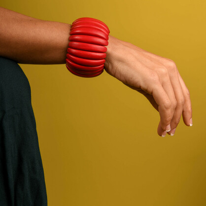 Red Wooden Elastic Viva Bracelet