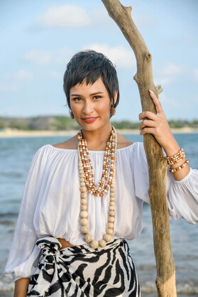 Naturals Combination Palmwood 5 Strand Wooden Bracelet Cluster