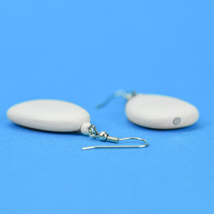 Bleach White Flat Drop Wooden Earrings