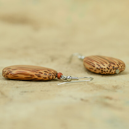 Natural Coconut Palmwood Flat Drop Earrings