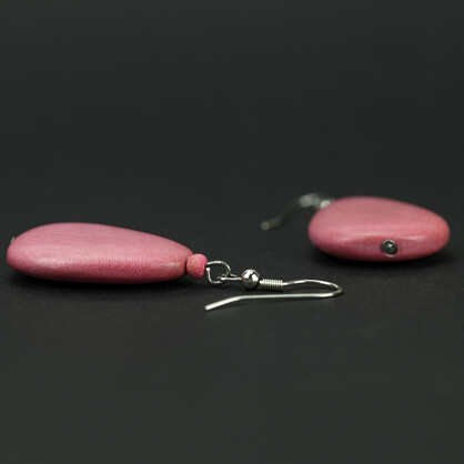 Dusty Pink Flat Drop Wooden Earrings