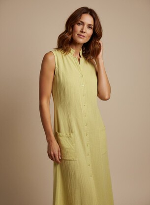 Lemon Hemp Dress (Light Green Shirt Dress)