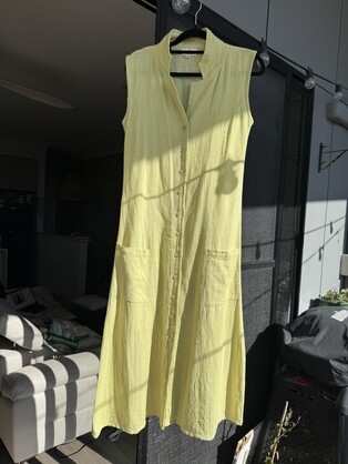Lemon Hemp Dress (Light Green Shirt Dress)