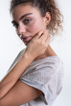 Linen Tee with Silver Trim