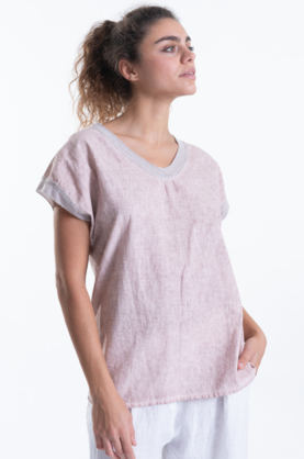 Linen Tee with Silver Trim