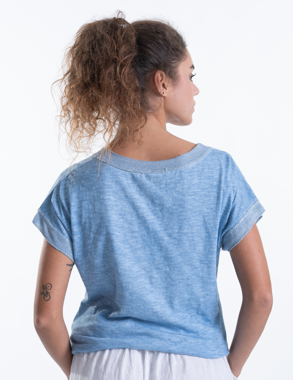 Linen Tee with Silver Trim