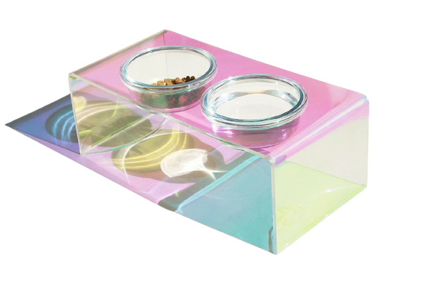 The Holographic Aurora Elevated Pet Feeding Table