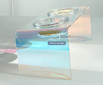 The Holographic Aurora Elevated Pet Feeding Table
